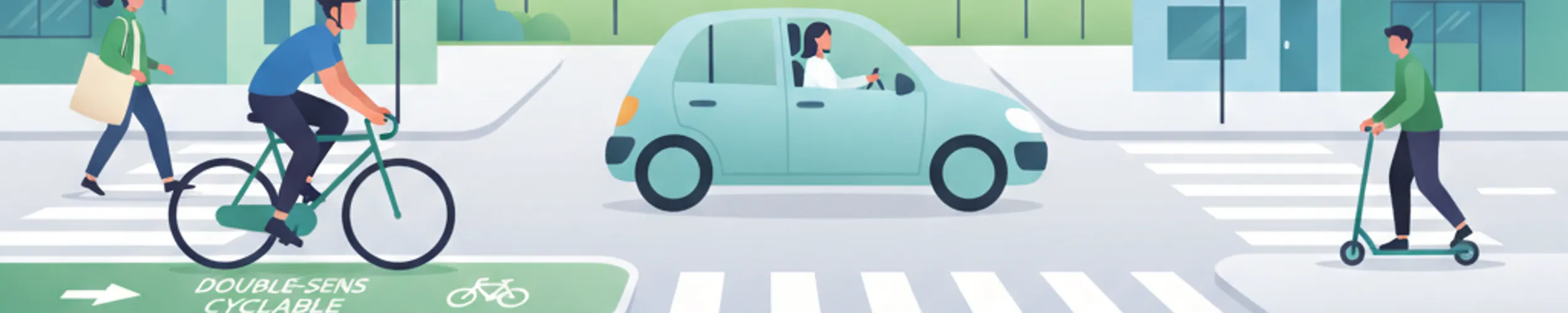 Cyclistes et rues à double sens cyclable en France