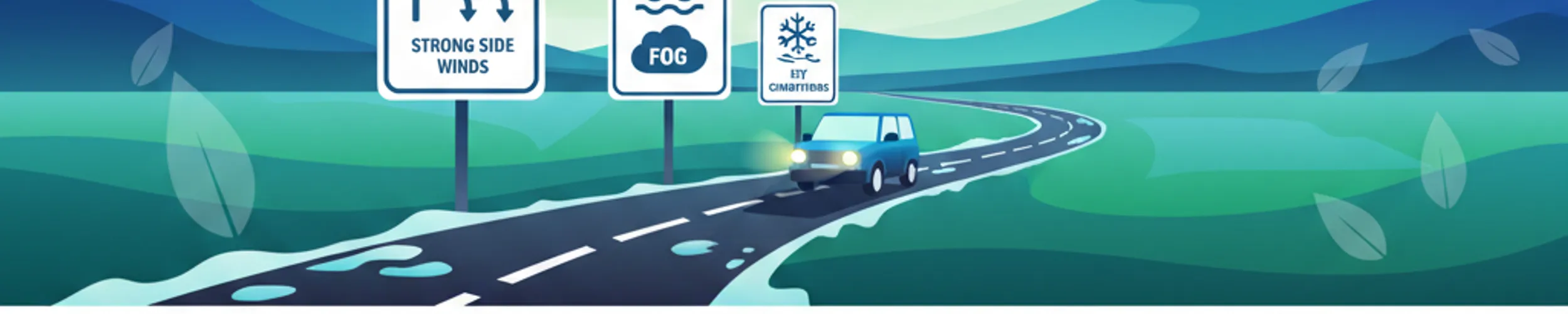 Panneaux de danger islandais : météo et visibilité