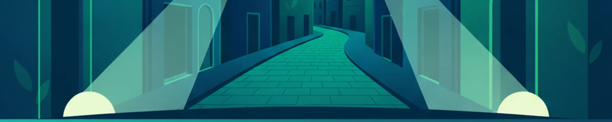 Guida notturna su strade urbane italiane non illuminate