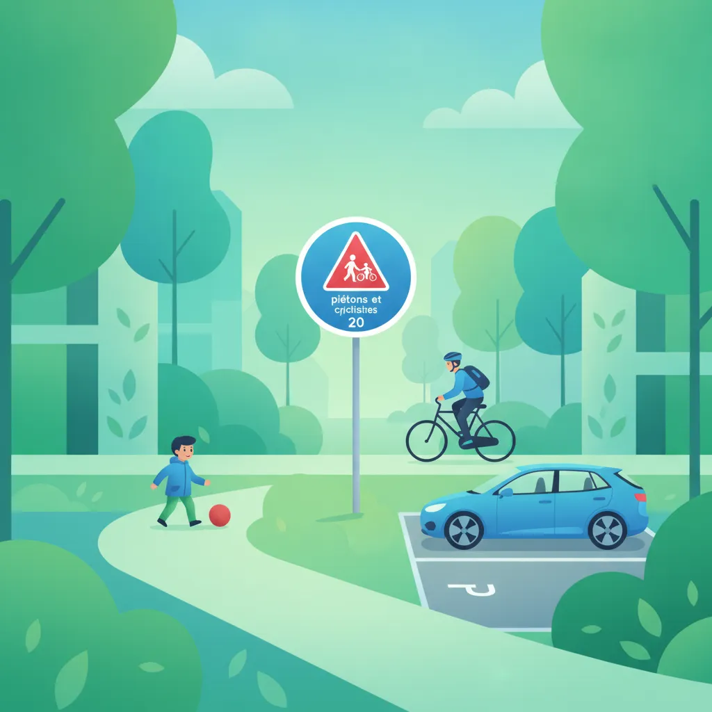 Vorfahrt für Fußgänger und Radfahrer in belgischen Shared Zones