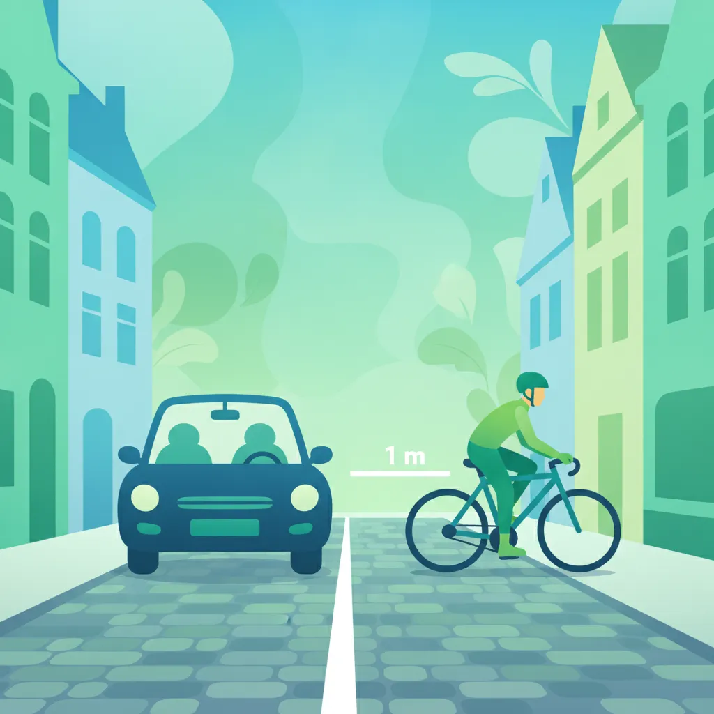 Überholen von Radfahrern in engen belgischen Stadtstraßen