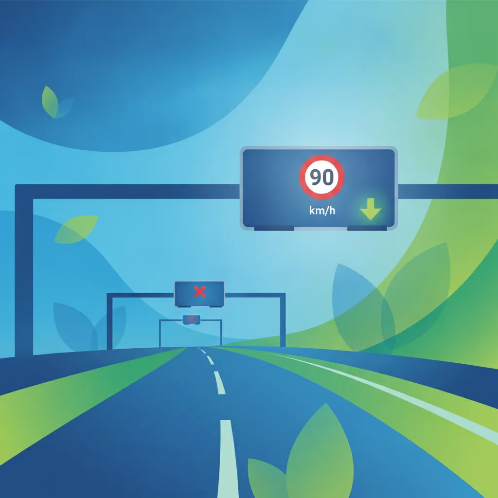 Belgische Autobahn-Wegweisertafeln und variable Geschwindigkeitsbegrenzungen