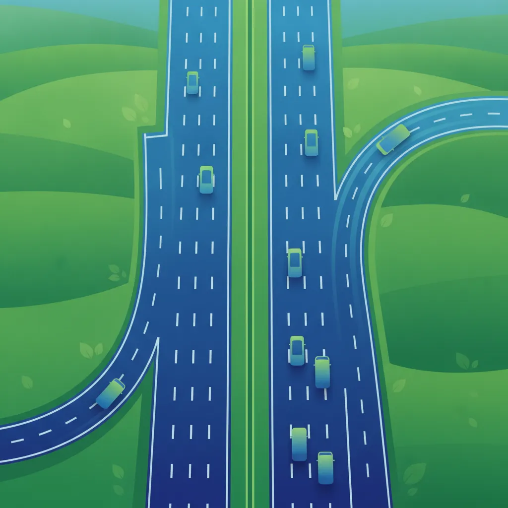Deutsche Autobahn: Auffahrt, Ausfahrt und Fahrstreifenführung