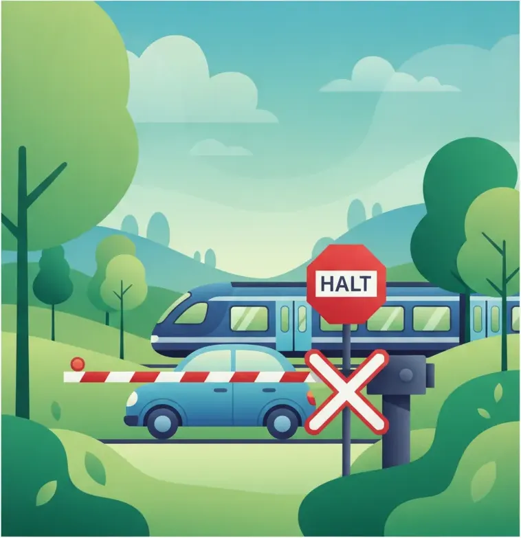 Sicheres Verhalten an deutschen Bahnübergängen
