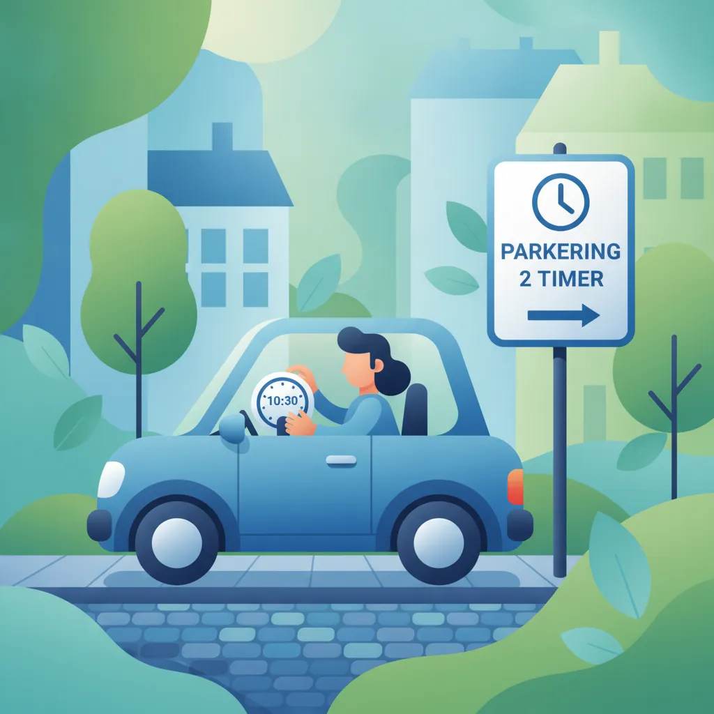 Übung zu dänischen Parkscheiben und zeitlich begrenztem Parken für die Fahrprüfung