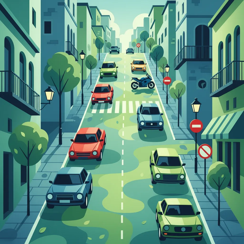 Regeln für Halten und Parken in spanischen Stadtgebieten und an Steigungen