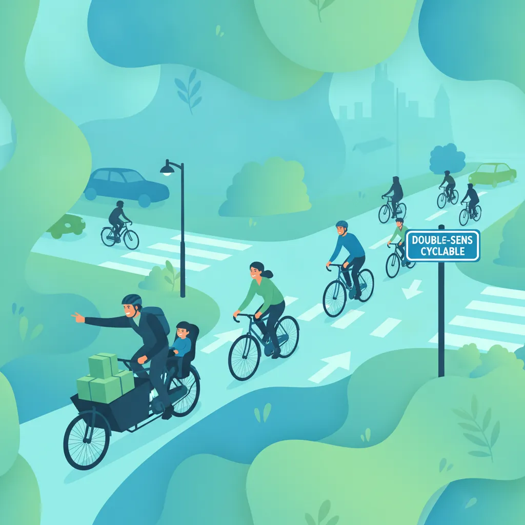 Cyclistes et rues à double sens cyclable en France