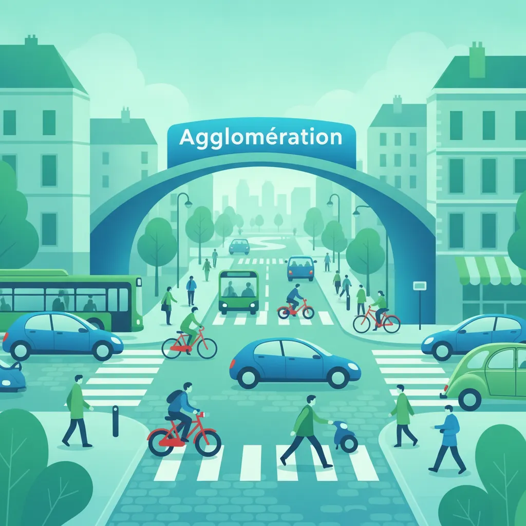 Panneaux d'agglomération et règles de conduite en ville pour le Code de la Route français