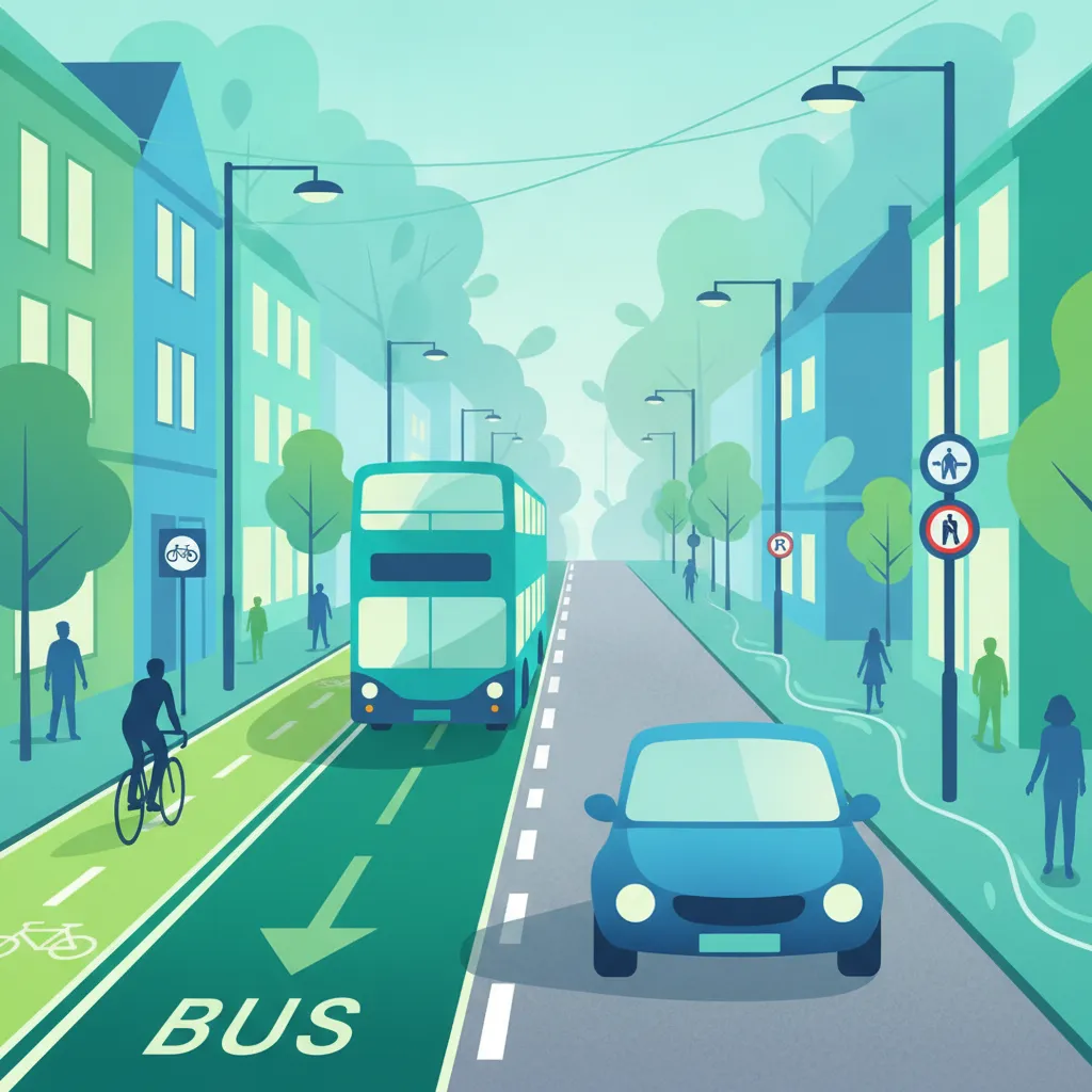 Pasy autobusowe i ścieżki rowerowe: Podstawy egzaminu teoretycznego kierowcy w Irlandii