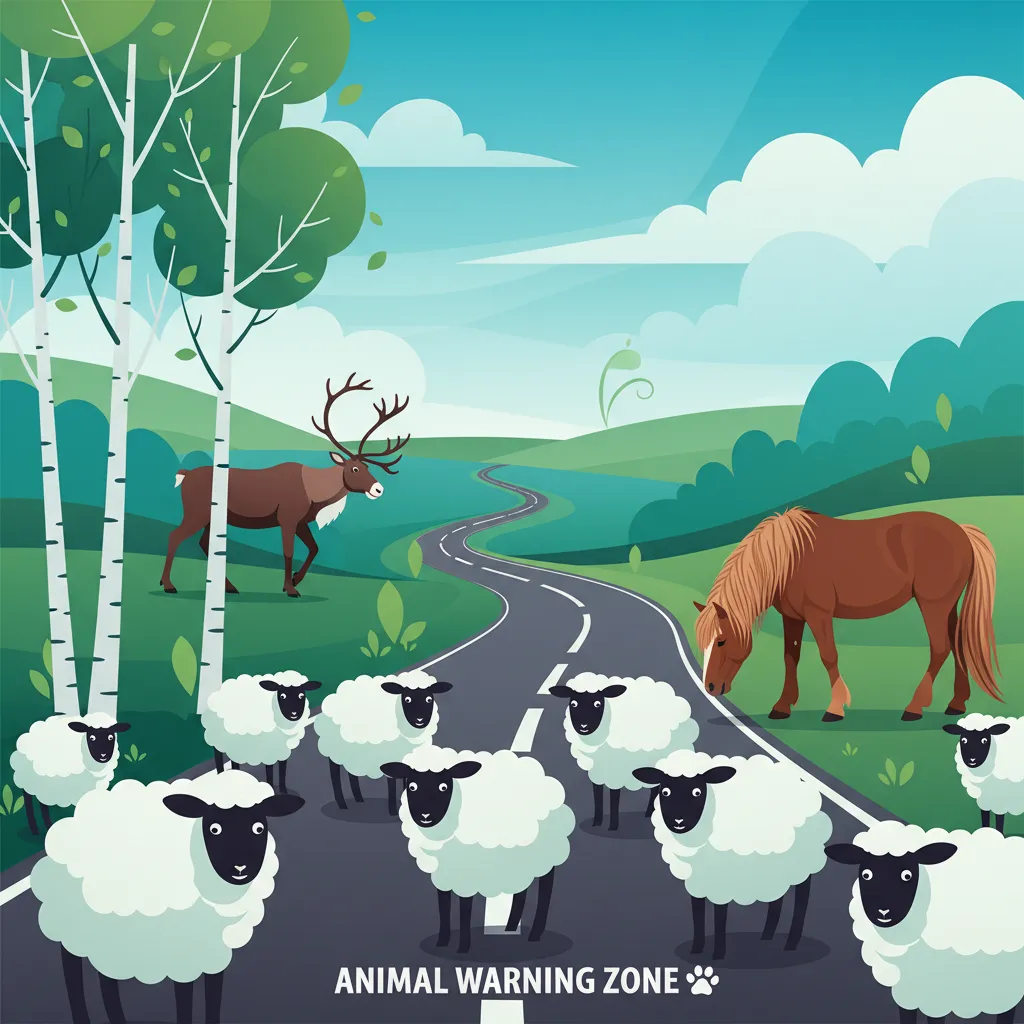 Icelandic Warning Signs: Animals and Nature on the Road
