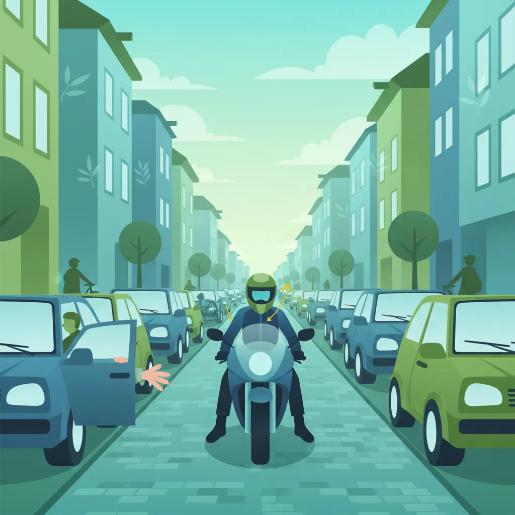 Sicher neben parkenden Autos fahren (A1 Motorrad)
