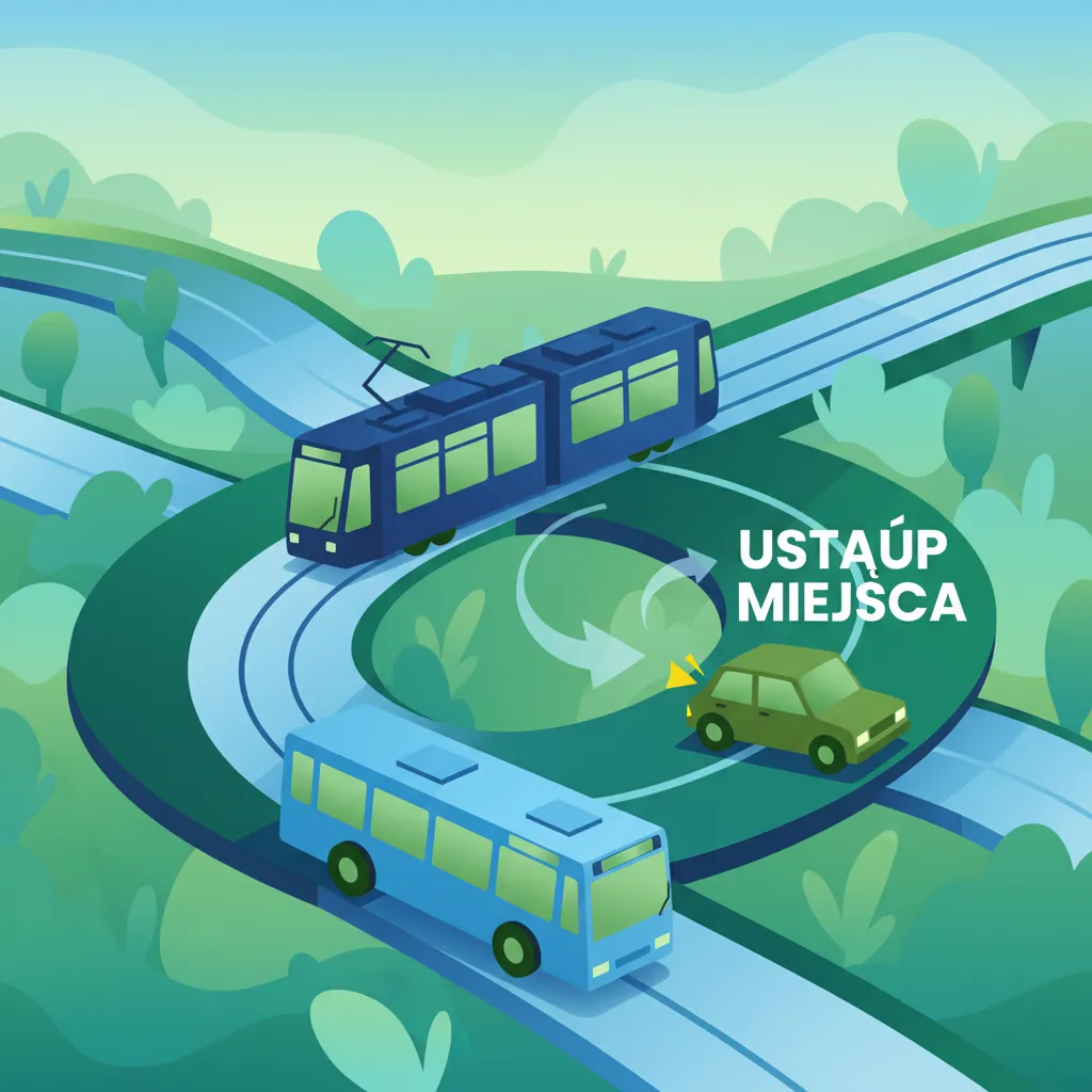 Rond-points polonais avec tramways et transports publics