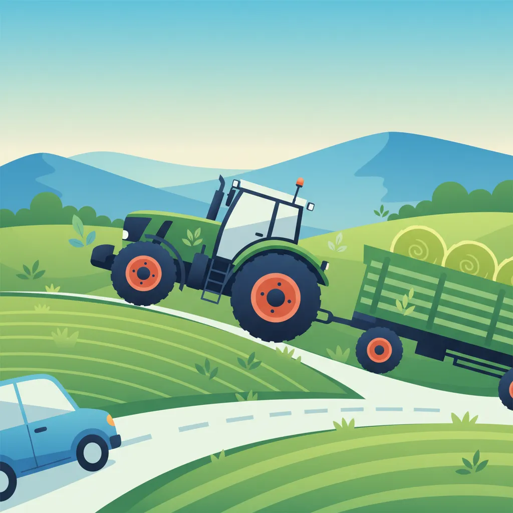 Théorie de la conduite en Pologne : Manœuvres de virage avec des machines agricoles longues