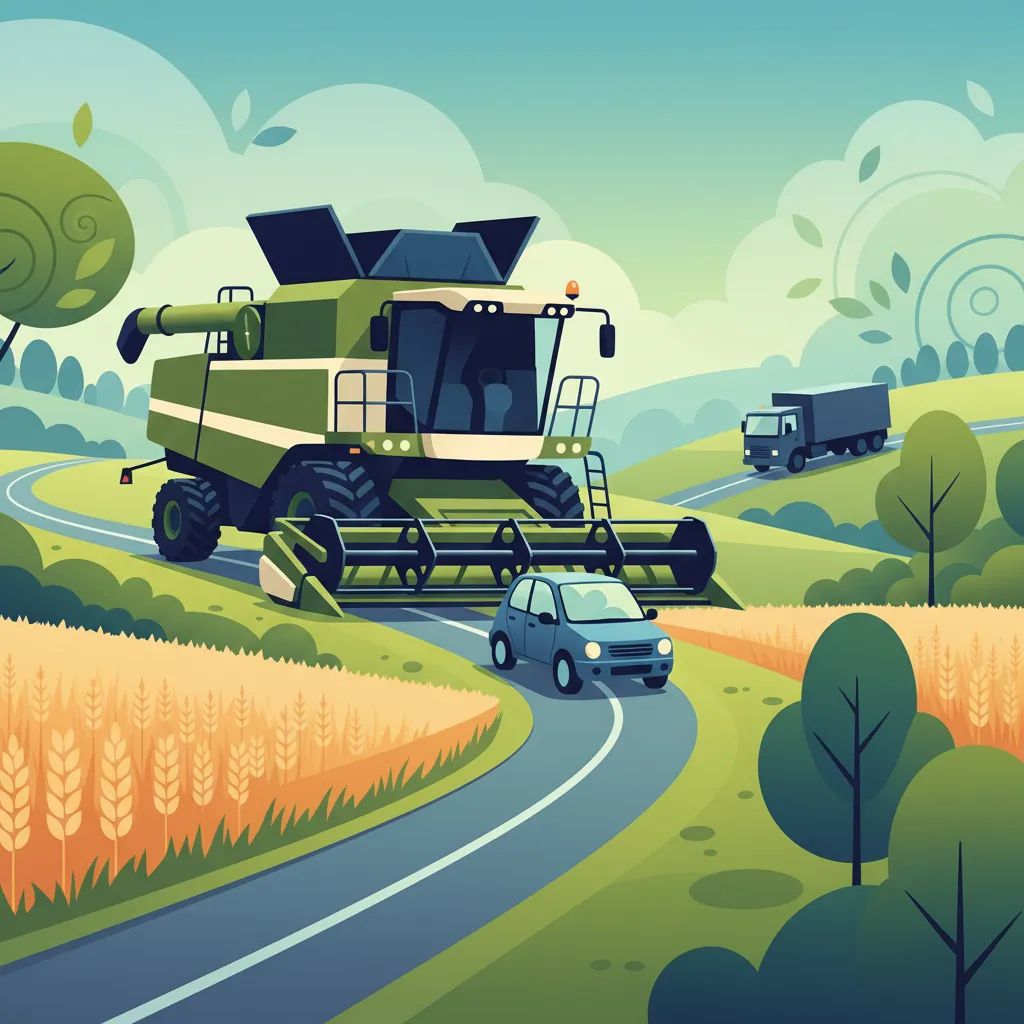 Breite Landwirtschaftliche Fahrzeuge auf engen polnischen Straßen fahren