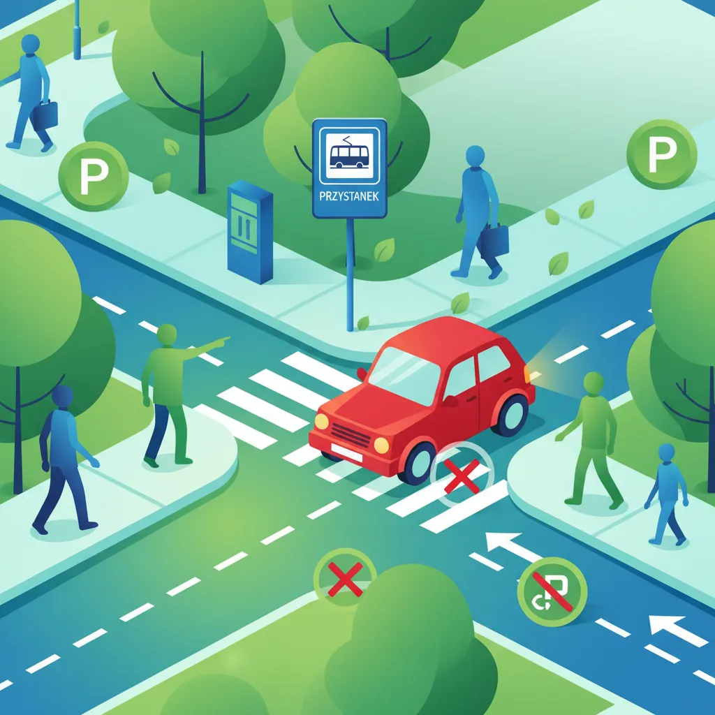 Regeln für Halten und Parken in Sonderbereichen für die polnische Fahrtheorie
