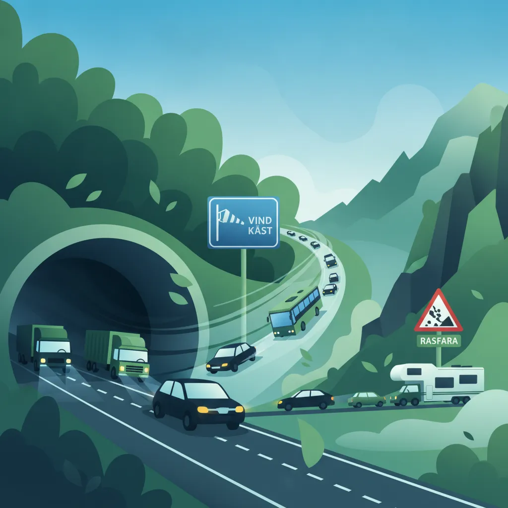 Schwedische Tunnel- und Sonderstraßen-Verkehrszeichen