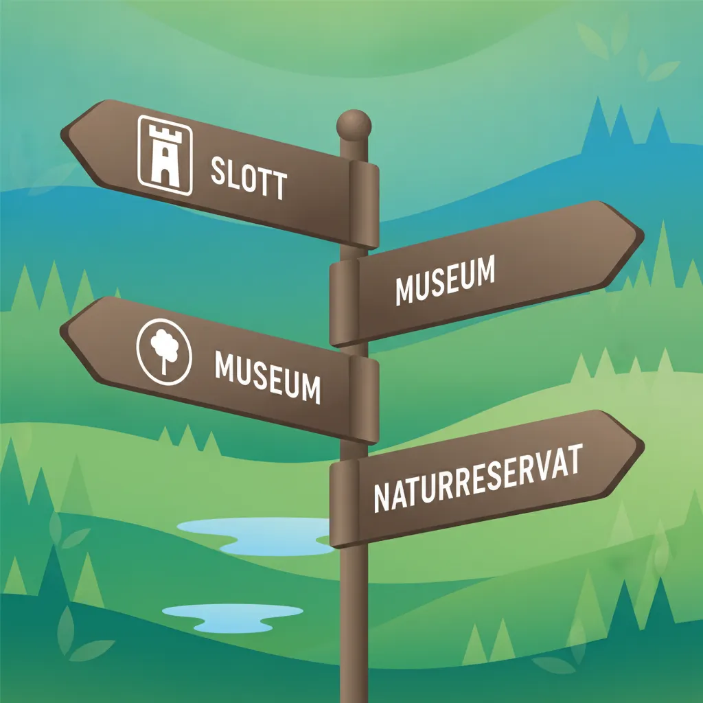 Verständnis von schwedischen Touristen- und Kulturschildern