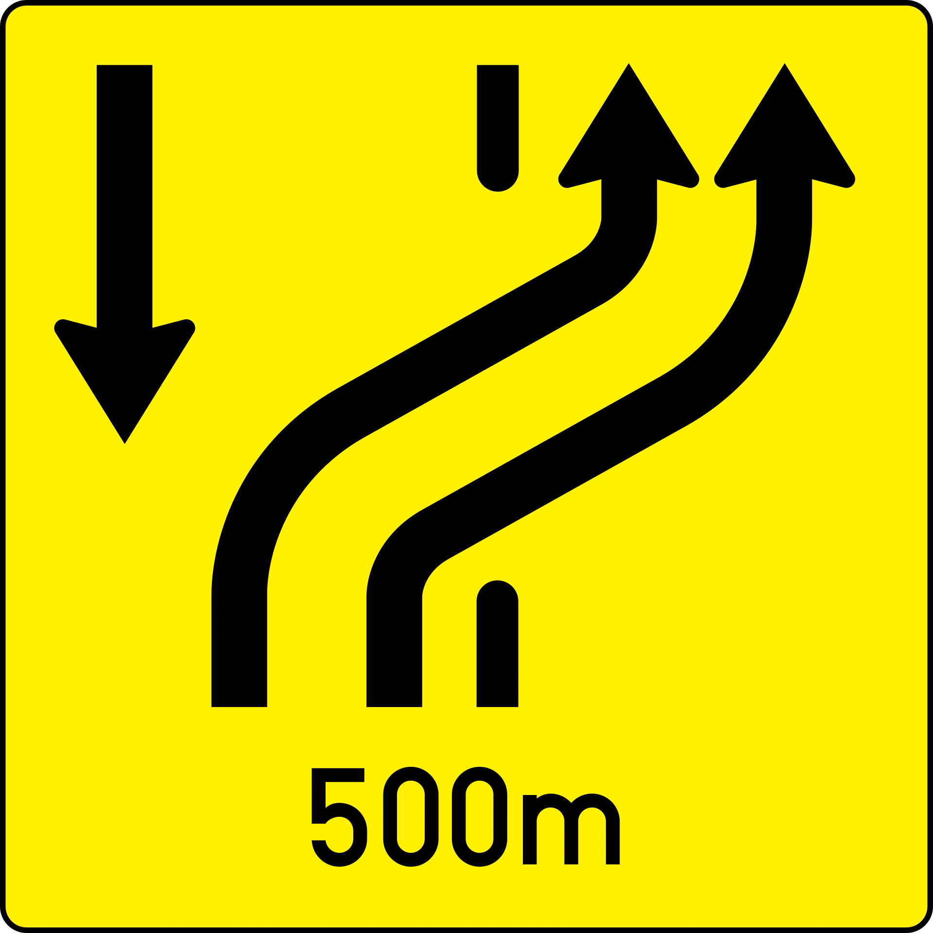 16c-b - Spurwechsel-/Gegenverkehrsende-Ankündigung in ... m Verkehrsschild