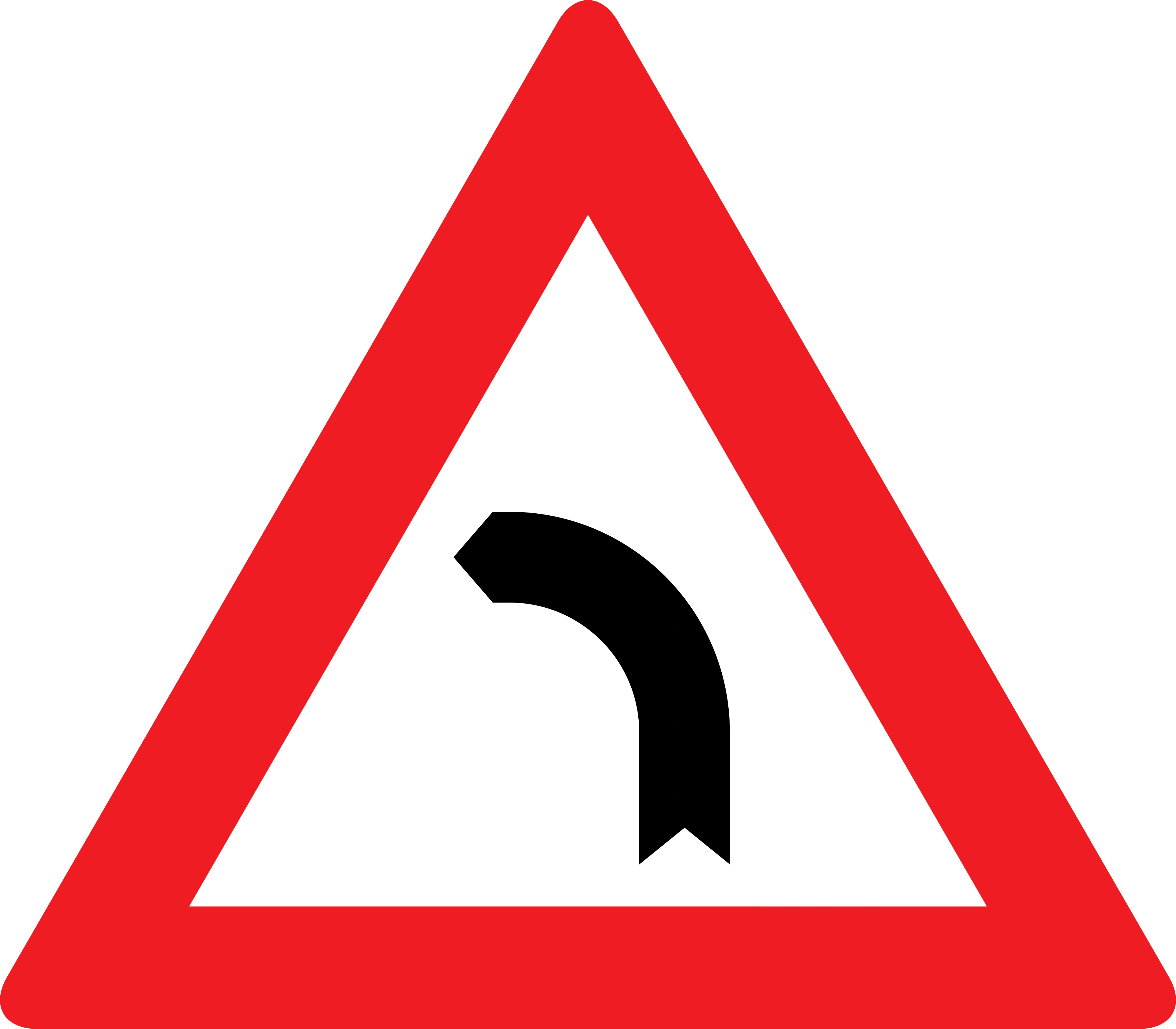 2b - Dangerous curve to left road sign