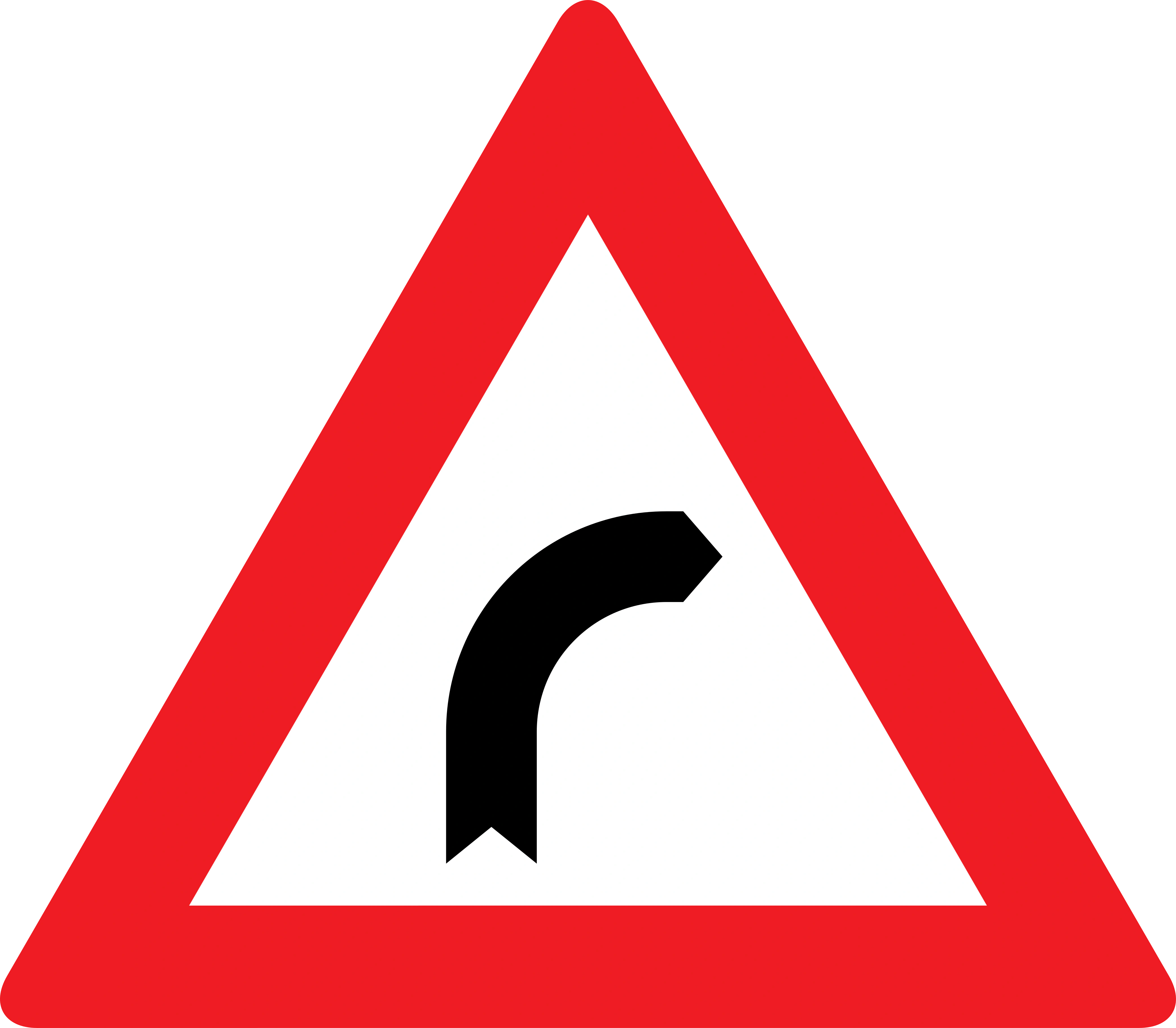 2a - Dangerous curve to right road sign