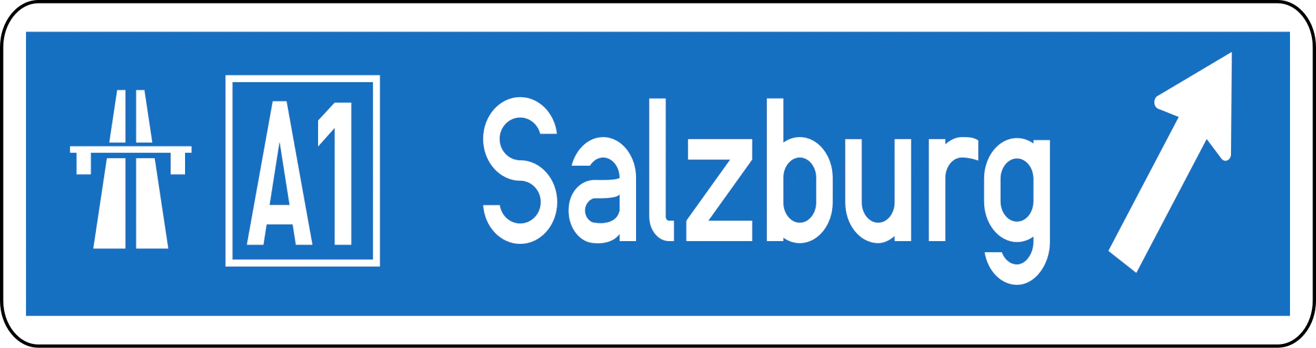 14b-direction-motorway-motorroad-diagonal-right - Wegweiser zu Autobahn oder Schnellstraße (diagonal nach rechts) Verkehrsschild