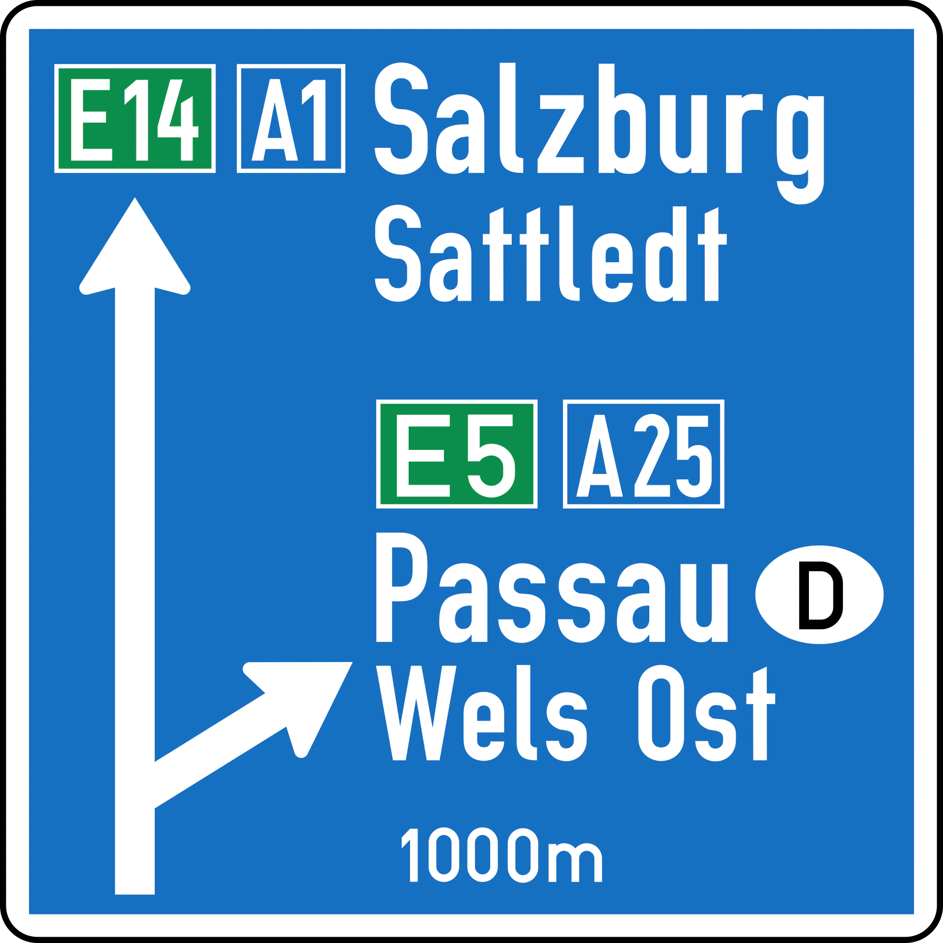 15a-d - Wegweiser für bevorstehende Ausfahrt von Autobahn oder Schnellstraße Verkehrsschild