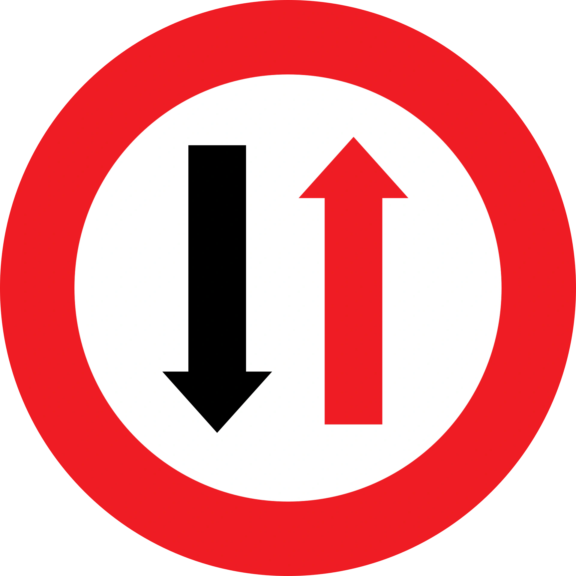 5 - Wartepflicht entgegenkommender Verkehr (Vorfahrt für Gegenverkehr) Verkehrsschild