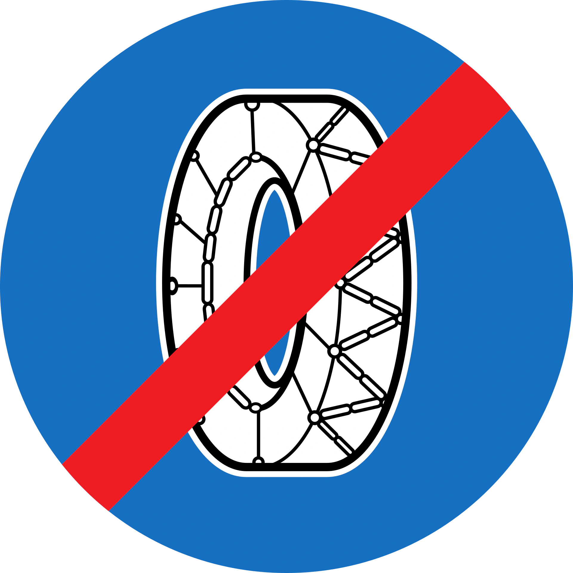 22a - End of obligation to put on snow chains road sign