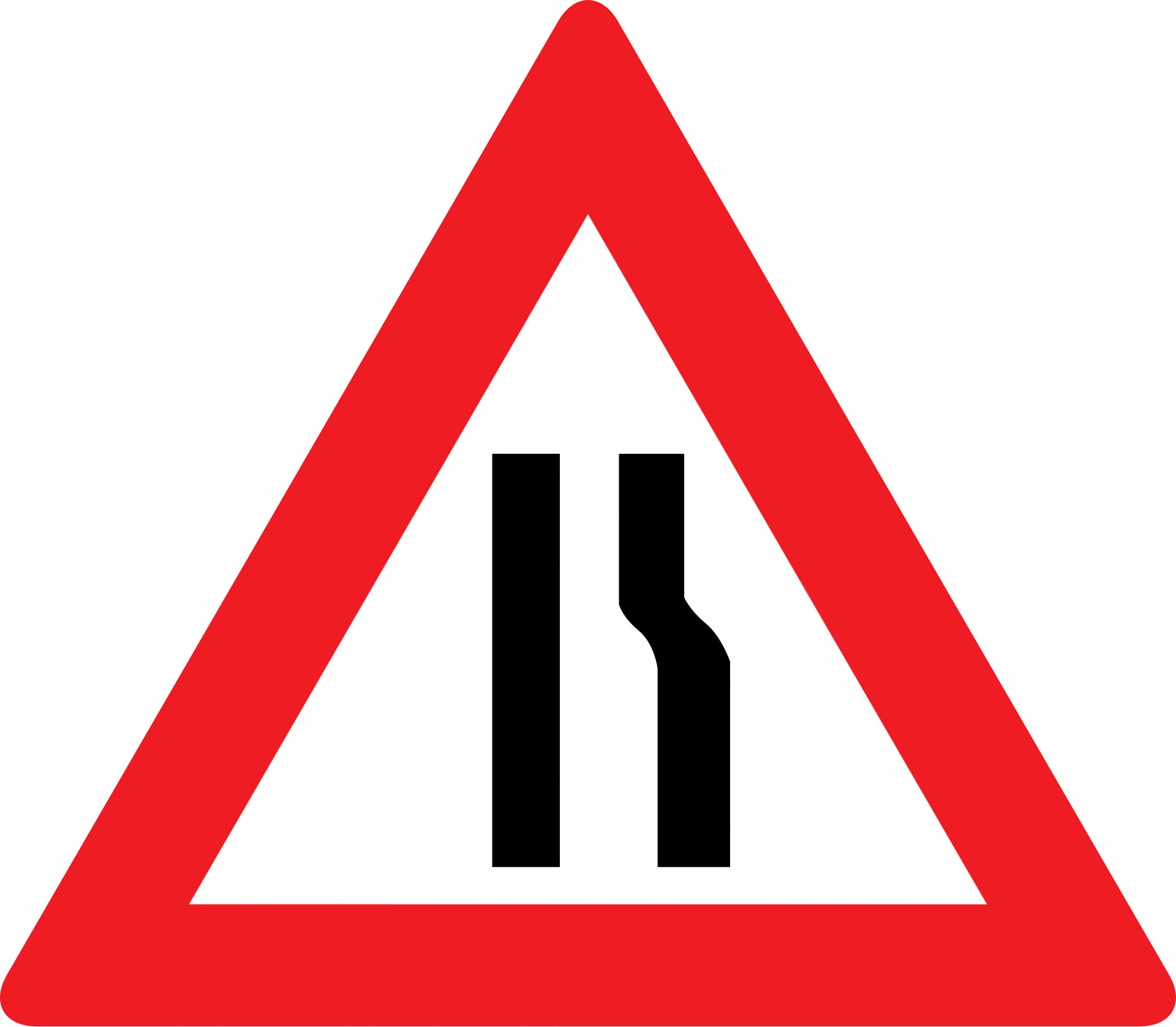 8c - Road narrows from right side road sign
