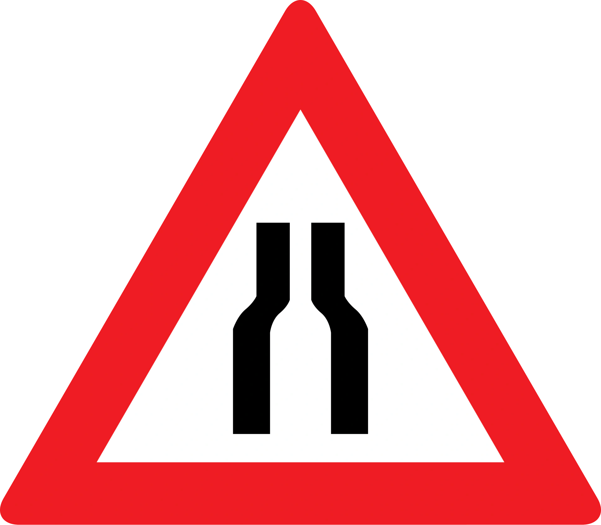 8a - Road narrows on both sides road sign