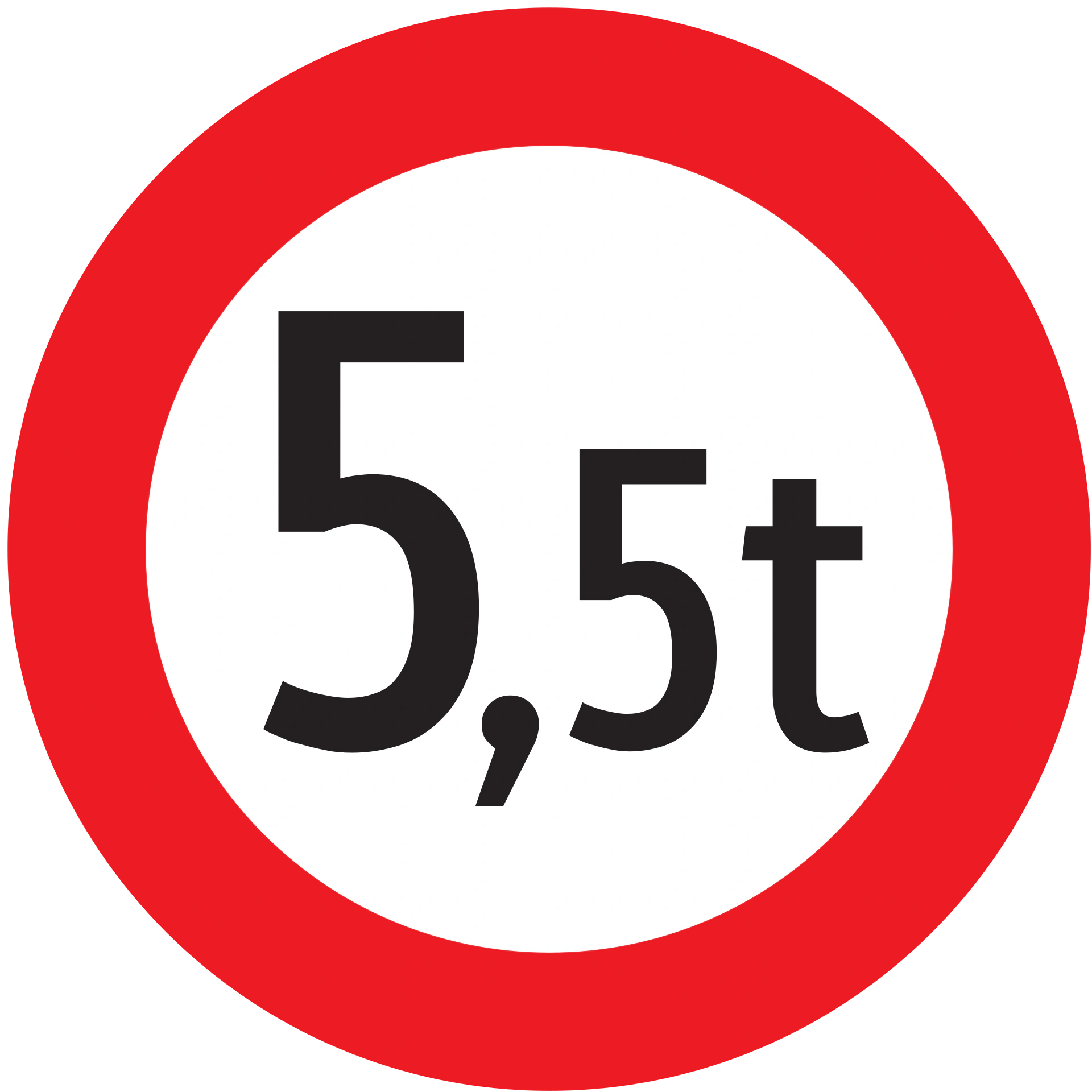 9c - Keine Fahrzeuge über... Tonnen zulässigem Gesamtgewicht Verkehrsschild