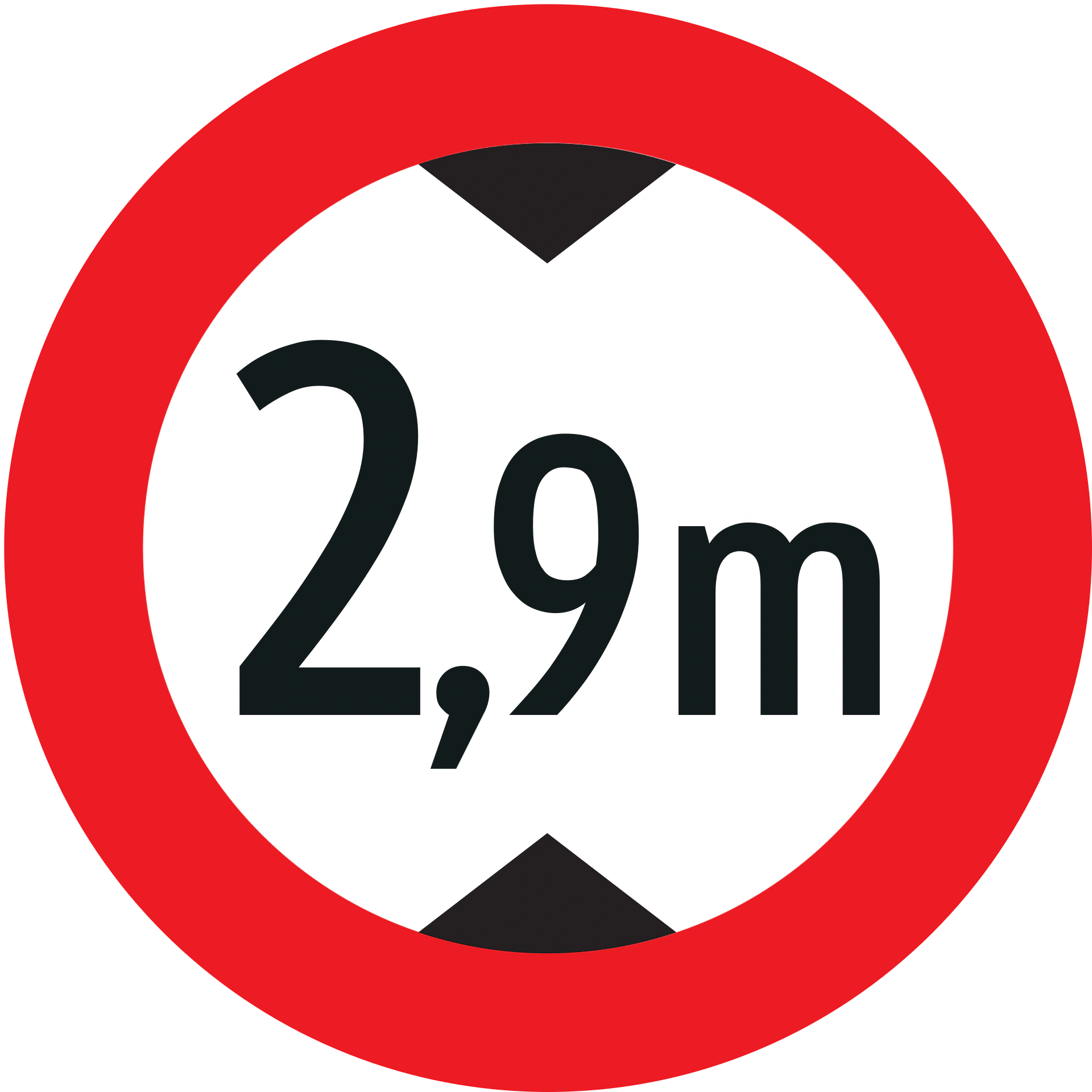 9b - Fahrzeuge mit einer Gesamthöhe von mehr als ... Metern verboten Verkehrsschild