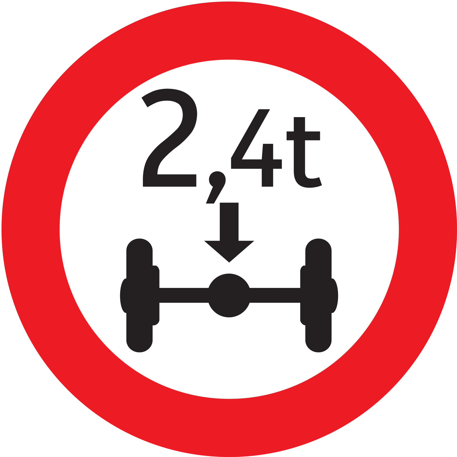 9d - Verbot für Fahrzeuge mit mehr als ... Tonnen Achslast Verkehrsschild