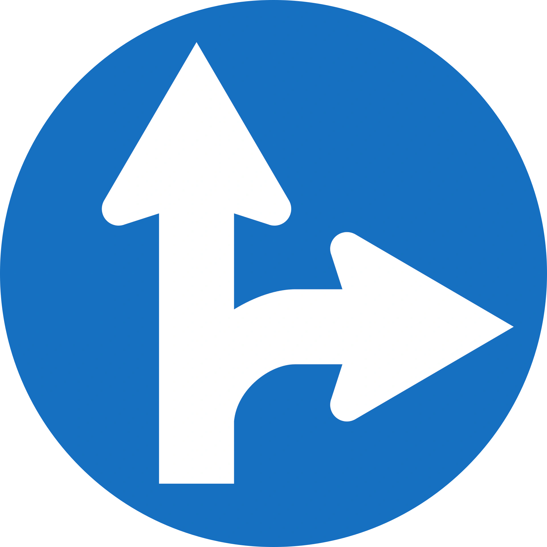 15-prescribed-direction-turn-right-continue-straight-ahead - Prescribed direction: Turn right or continue straight ahead road sign