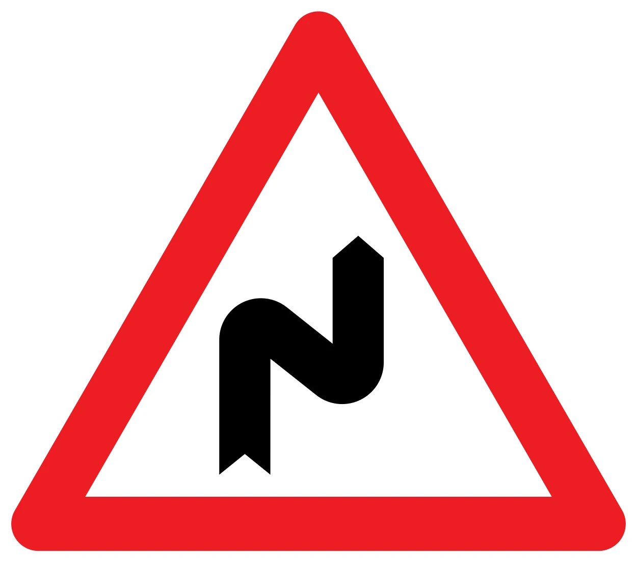 A1d - Doppelkurve, zuerst nach rechts Verkehrsschild