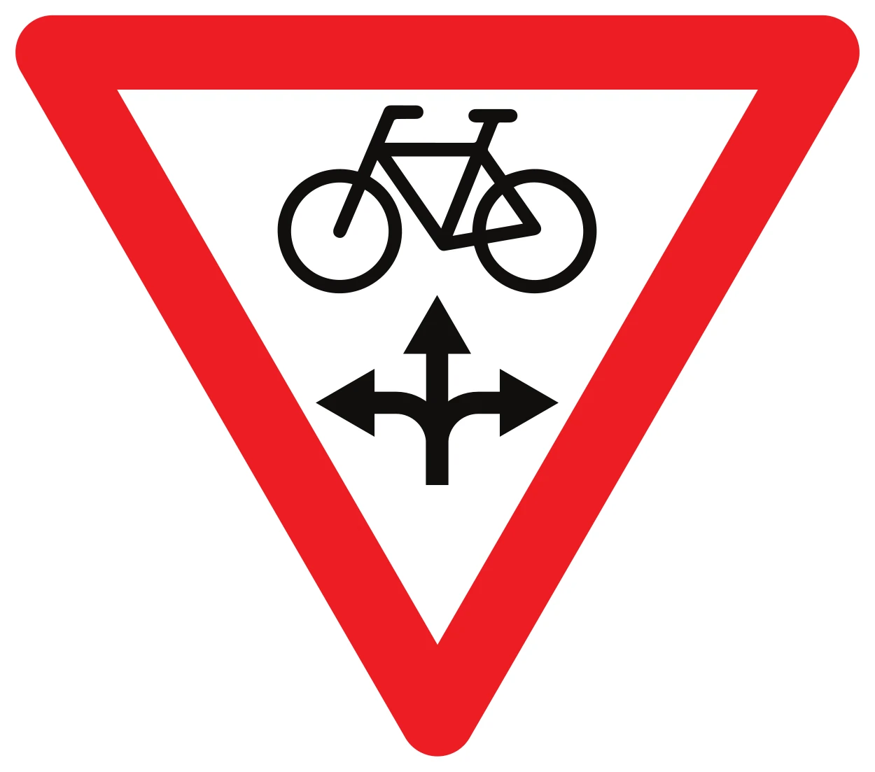 B22 - Fahrrad darf bei Gelb oder Rot nach Rechts abbiegen, nach Vorfahrt gewähren Verkehrsschild