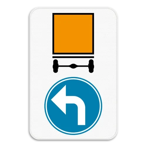 D4 - Dirección de vehículos que transportan mercancías peligrosas (gire a la izquierda) señal de tráfico