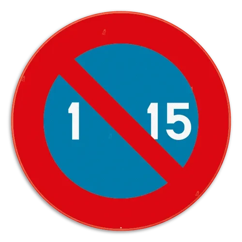 E5 - Prohibido aparcar del 1 al 15 de mes señal de tráfico