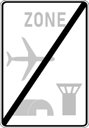 F120 - Fin de zona de aeropuerto señal de tráfico
