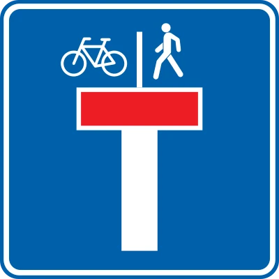 F45b - Calzada sin salida, excepto para peatones y ciclistas señal de tráfico
