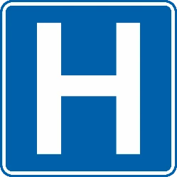 F53 - Centro sanitario (hospital, residencia de ancianos, etc.) señal de tráfico