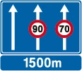 F89 - Límite de velocidad en ciertos carriles en ...m señal de tráfico
