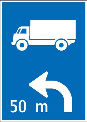 4.23 - Entfernungen und Richtungen für bestimmte Fahrzeugarten Verkehrsschild