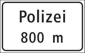 4.71-D - Entfernung zur Polizeidienststelle (deutsche Variante) Verkehrsschild