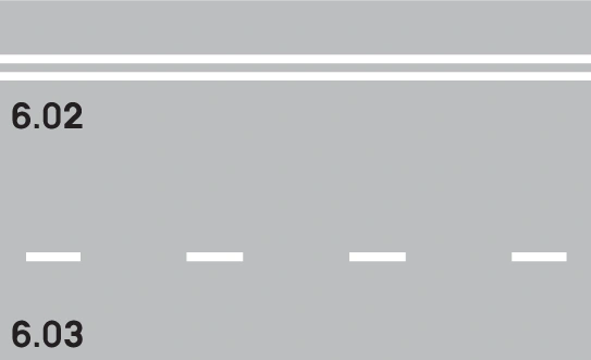 6.02-6.03 - Doppelte Sicherheitslinie (weiß, durchgezogen) Verkehrsschild