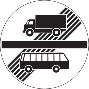 2.56.1 - Ende eines Teils Verbots z.B. für Lastwagen oder Busse (auf Fahrstreifen) Verkehrsschild