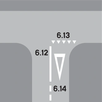 6.12-6.13-6.14 - Längsstreifen (weiß, durchgezogen) Verkehrsschild