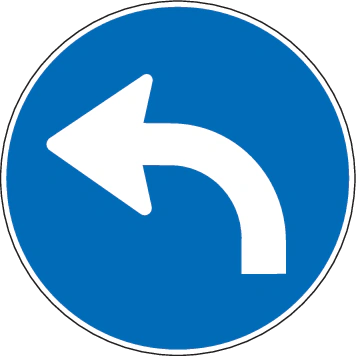 2.38 - Linksabbiegen voraus (Autobahn: Fahrbahnwechsel nach links) Verkehrsschild