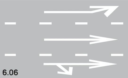 6.06 - Vorauswahlpfeile (weiß) Verkehrsschild
