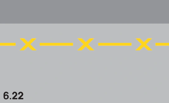 6.22 - Halteverbot-Fahrstreifen (gelber Längsstrich mit Diagonalkreuzen) Verkehrsschild